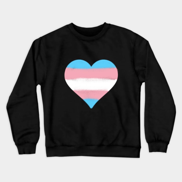 Transgender Flag Heart Crewneck Sweatshirt by -